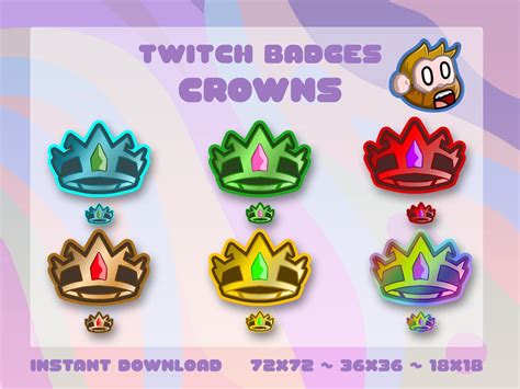 Twitch Crown Sub Badges Hand Drawn Etsy