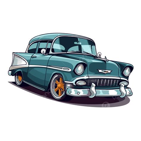 Chevy Clipart Cartoon Retro Vintage Car Blue Color On White Background