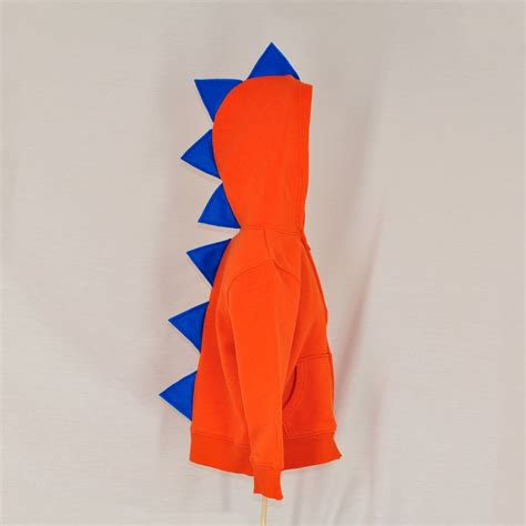 Orange Dinosaur Hoodie With Blue Spikes Sizes 12 Months To Youth 8