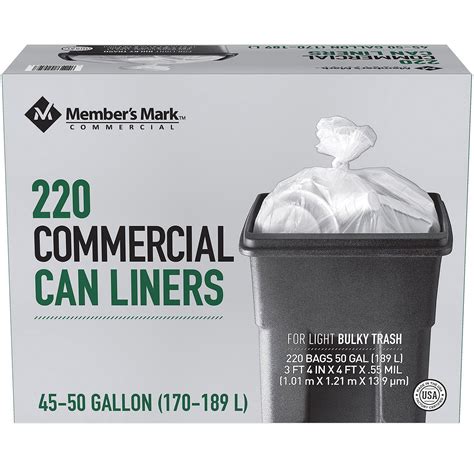 Members Mark 45 50 Gallon Commercial Trash Bags 220 Ct Sams Club