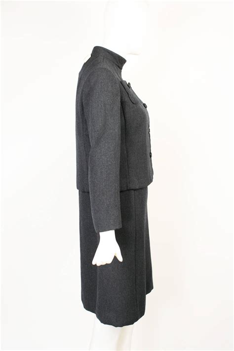 Vintage Christian Dior Grey Mod Dress With Matching Cropped Jacket For