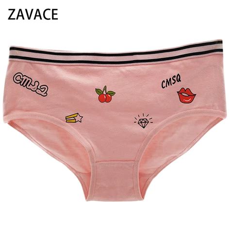 Zavace New Cotton Underwear Women High Stretch Wide Waist Cartoon Print Sexy Briefs Womens