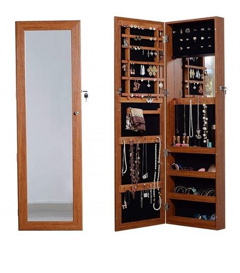 Keep your multimedia collection neatly behind closed doors with the grande locking media storage cabinet with shaker doors. Large Mirrored Jewelry Armoire Locking Cabinet Tall Oak ...