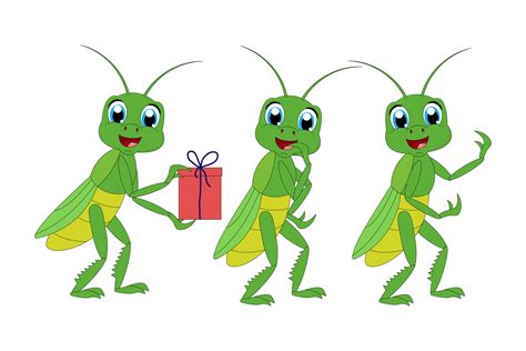 Cute Grasshopper Animal Cartoon Graphic Afbeelding Door Curutdesign