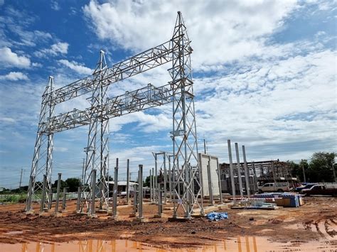 Premium Photo Construction Of Steel Structure Of High Voltage Takeoff