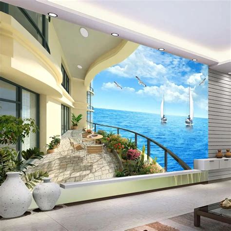 Beibehang Custom 3d Photo Wallpaper Silk Cloth Wall Paper Bedroom Ocean