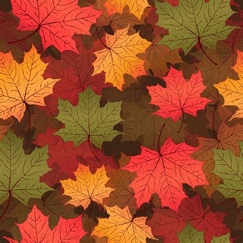 Seamless Autumn Leaves Pattern Vectors Material 01 Free Download