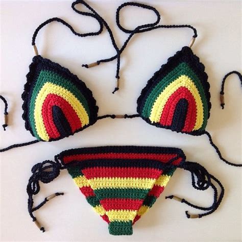rasta style crochet bikini top 100 cotton by knitfortatclothing crochet bikini top crochet