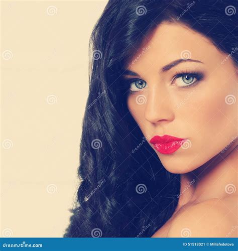 Beautiful Young Woman With Long Brown Hair Stock Image Image Of