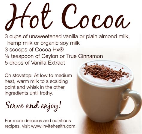 Hot Cocoa With Cocoa Hx Recipe Invite Health