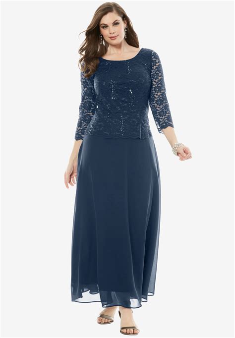 Lace Popover Dress Plus Size Formal And Special Occasion Dresses Roamans