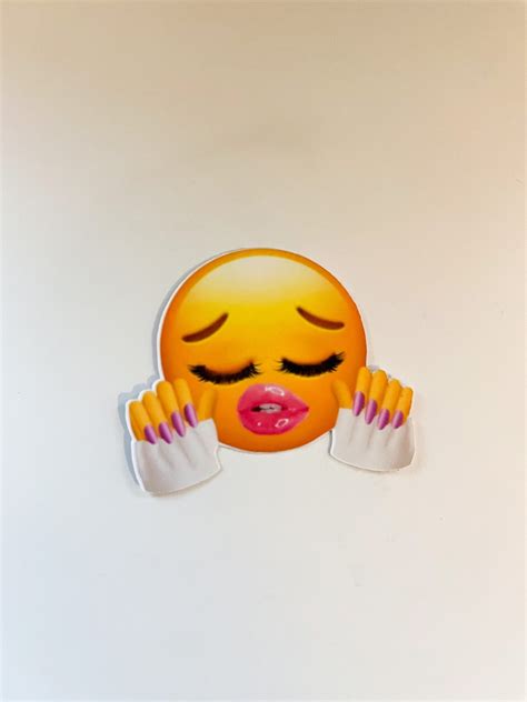 Funny Baddie Nails And Lips Emoji Sticker Decal Etsy