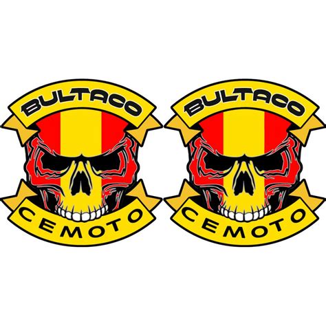 Bultaco Cemoto Skull Logo Stickers Decals 2x Decalshouse