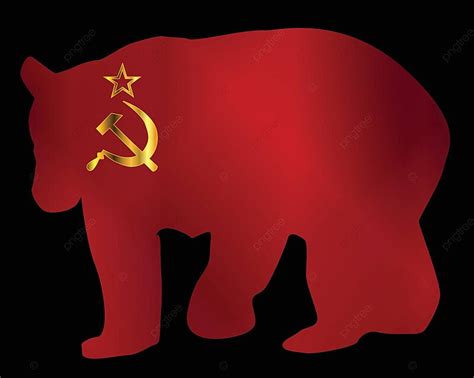 Large Russian Bear Silhouette On Flag Emblem Black Bear Vector Emblem