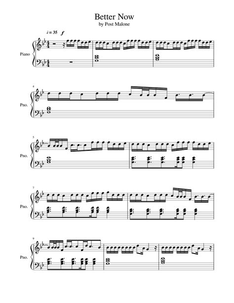 Better Now By Post Malone Sheet Music For Piano Piano Duo