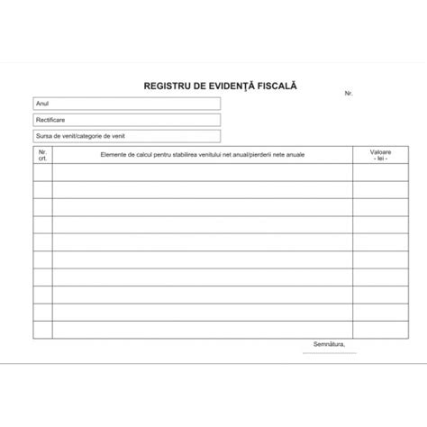 Registru De Evidenta Fiscala A4 Tipografia Fistem Tipografia