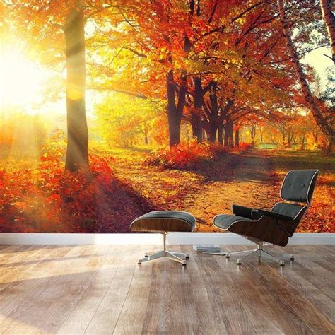 Wall Mural Beautiful Autumn Landscapescenery Of Red Maple Etsy