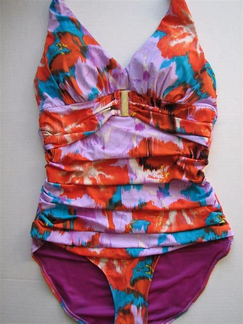 Nwt Spanx Aloha Floral Halter Shaping Swimsuit Swim Bathing Suit 18