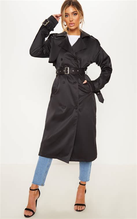 Black Trench Coat Coats And Jackets Prettylittlething Usa