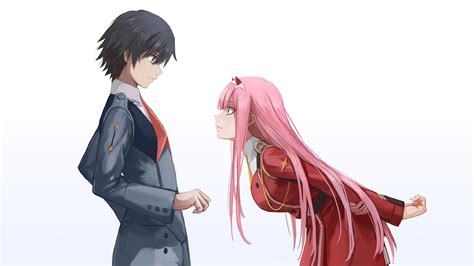 Darling In The Franxx Bending Zero Two Hiro With White Background Hd