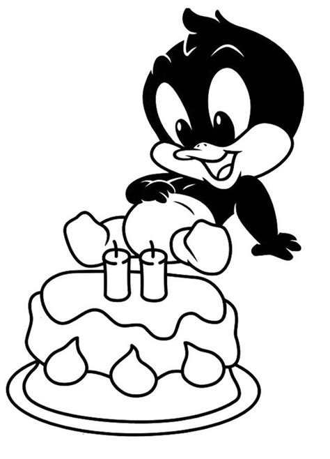 Click on the coloring page to open in a new window and print. Baby Daffy Duck With Cake Coloring Pages | Kids Coloring ...
