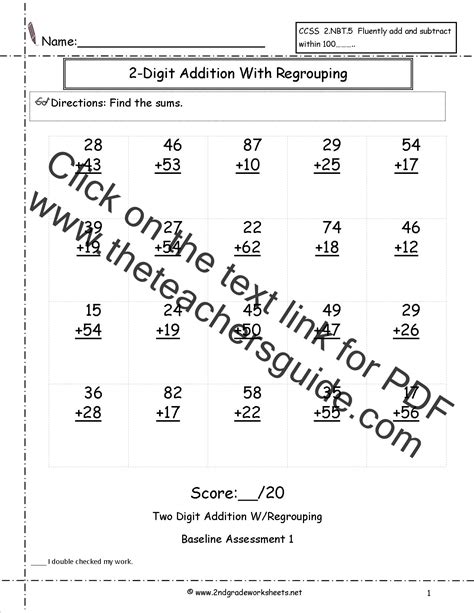 Printable 2 Digit Addition With Regrouping