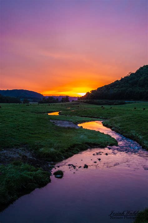 Sunset Over Creek And Pasture Lenspiration