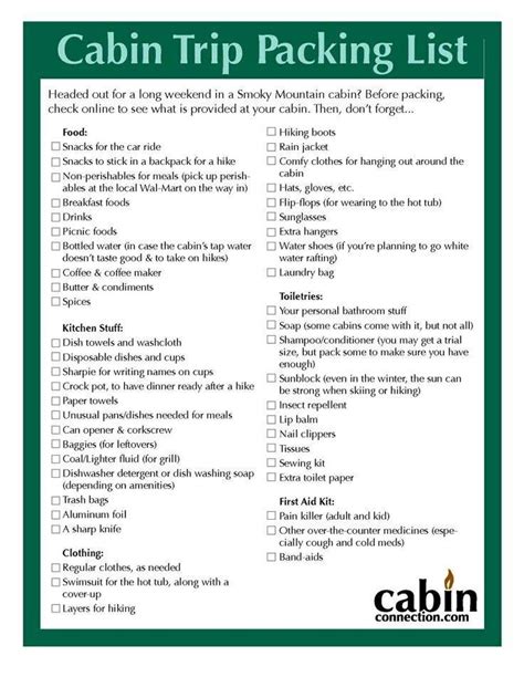 Check spelling or type a new query. Packing List For Cabin Rentals | Cabin trip, Cabin trip ...