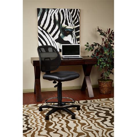 Deluxe Mesh Black Back Drafting Chair With Vinyl Seat Cymax Business