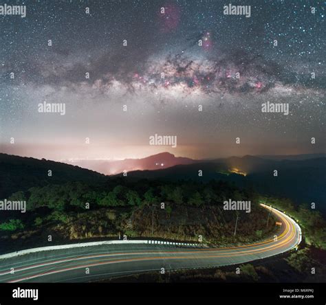 Milky Way Over The Mountain Thailand Stock Photo Alamy