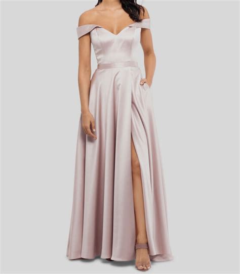 Xscape Womens Pink Pleated Satin Off Shoulder Sweetheart Gown Size 14