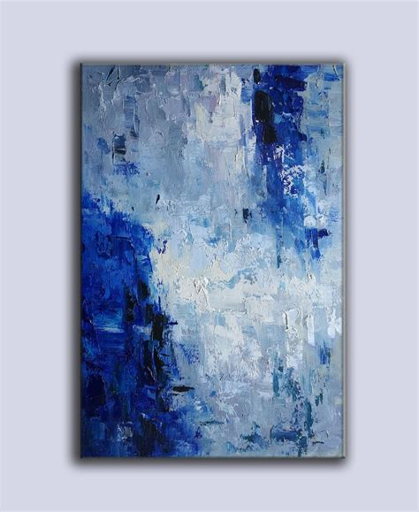 Blue Abstract Painting Modern Art Paintings Large Abstract Etsy