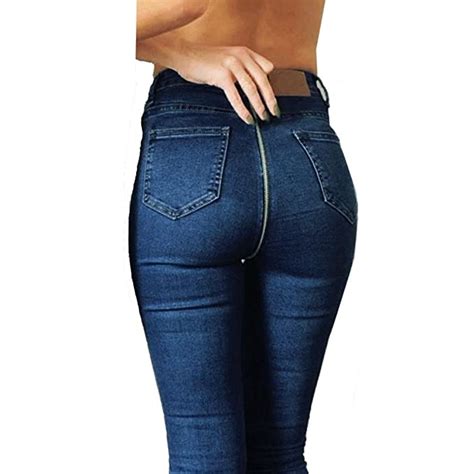 Lilyyong Women Back Zipper High Waist Trousers Pencil Stretch Denim Skinny Jeans Pants Amazon