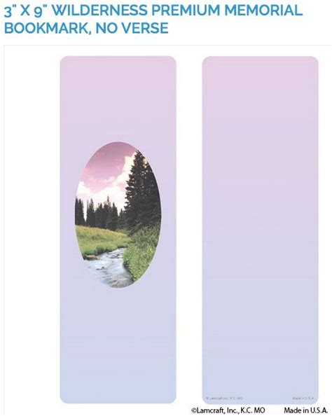 Create Laminated Memorial Bookmarks With Lamcrafts 3 X 9 Wilderness Premium Memorial Cards