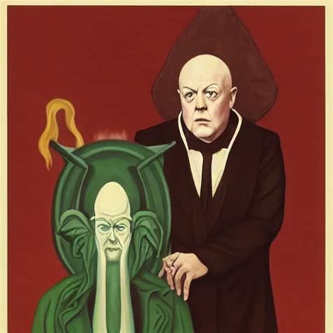 Aleister Crowley With Baphomet By Raphael Hopper And Stable
