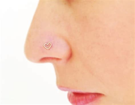 Tiny Nose Stud Tiny Heart Nose Stud Gold Nose Ring Heart Etsy