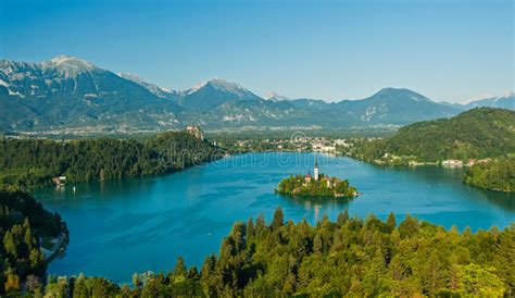 Lake Bled View From Above Slovenia Stock Photo Image Of Blue