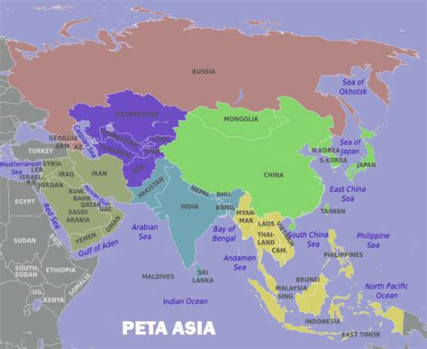Banyaknya jenis dan ragam peta yang dibuat, disesuaikan dengan kebutuhan. Gambar Peta Benua Asia Lengkap Letak Negara Gambar Dunia ...