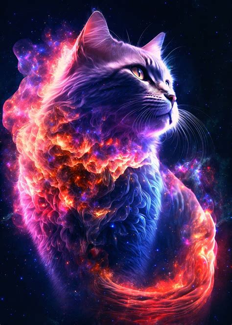 Galaxy Cat Poster Picture Metal Print Paint By Nogar007 Displate