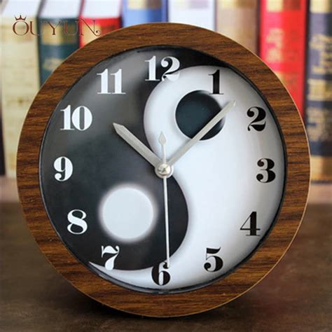 Ouyun Gossip Wooden Table Clock Decorative Wood Alarm Clock Creative
