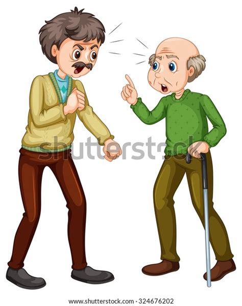 Two Old Men Fighting Illustration Stock Vector Royalty Free 324676202