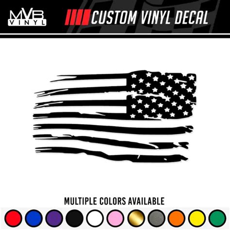 Distressed Tattered American Flag Vinyl Decal Sticker Ripped Torn Usa