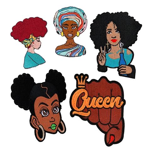 African Girls Embroidery Patches Queen Badges Sewing Supplies Wholesale