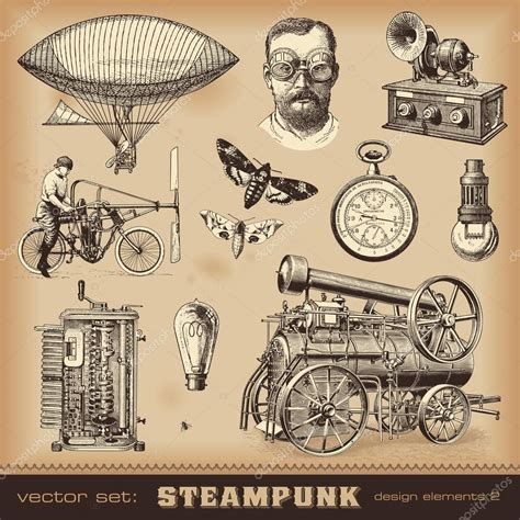 Descargar Elementos De Diseño Steampunk — Ilustración De Stock