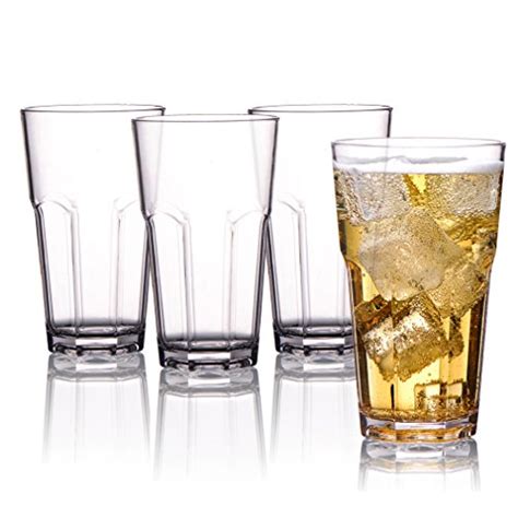 michley unbreakable drinking glasses set of 4 12oz tritan plastic highball glass tumbler