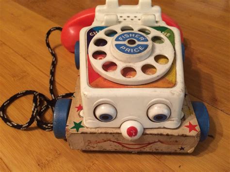 Vintage Fisher Price Chatter Rotaty Phone 1961 Wooden Base Etsy