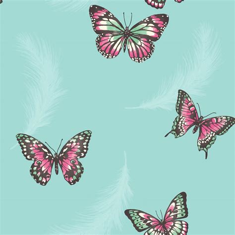 Butterfly Wallpaper Girls Bedroom Decor Pink White Teal Purple Glitter