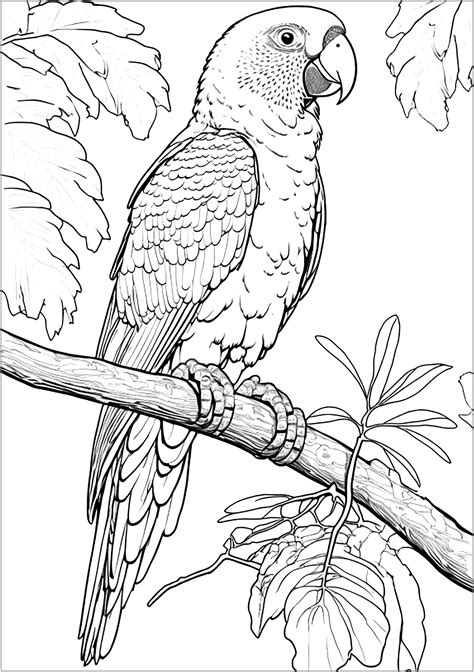 Very Realistic Amazon Parrot Birds Kids Coloring Pages
