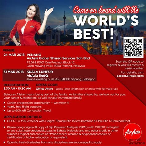 When interviewing, there are numerous basic requirements that need to be followed. AirAsia Cabin Crew Walk-in Interview (March 2018) - Better ...