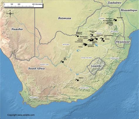 South Africa Gold Mines Map World Gold Mines